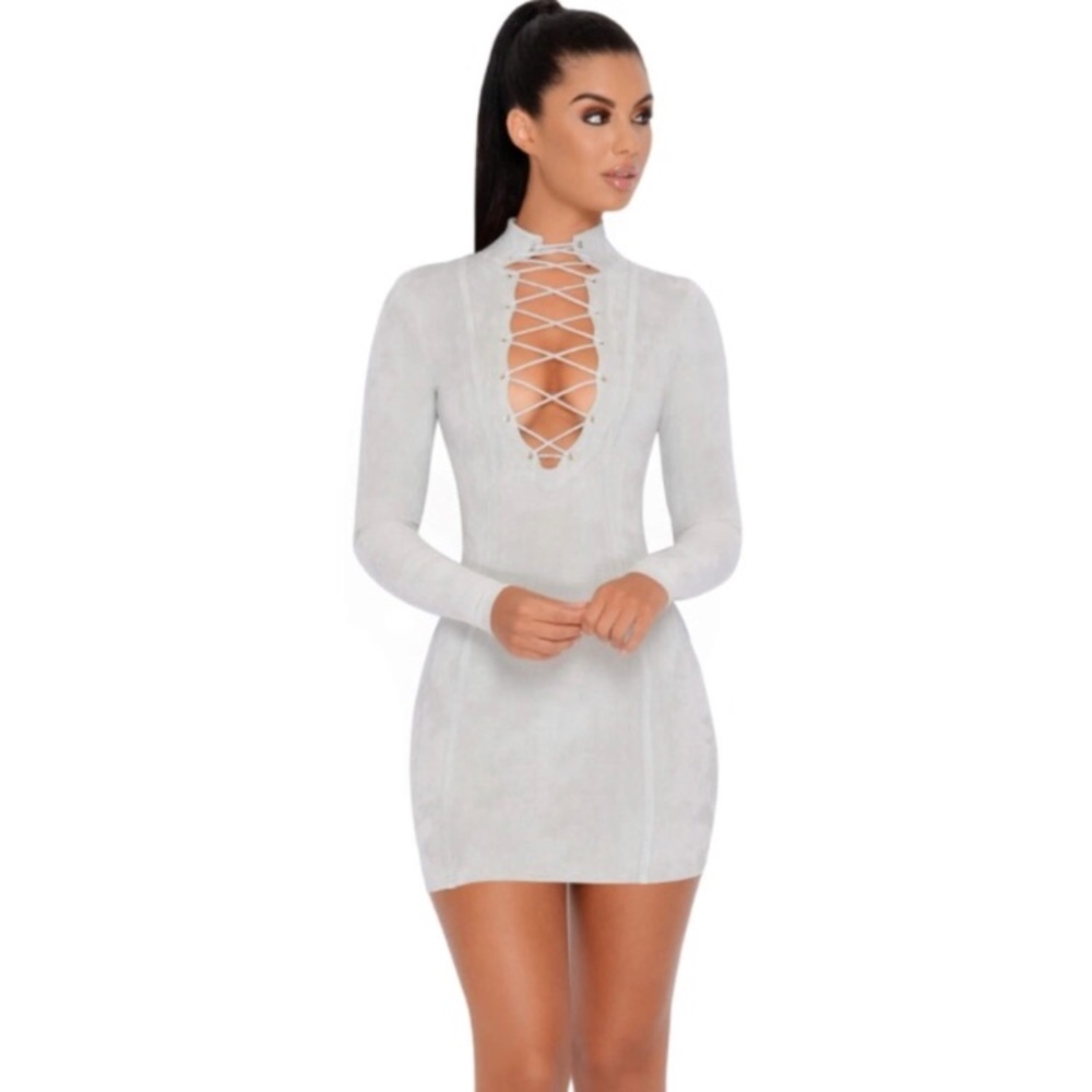 Grey suede bodycon dress !